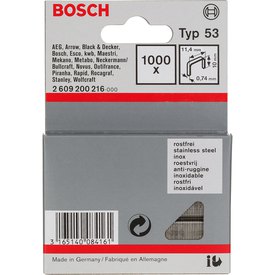 Bosch Grampos Inox 53 11.4x0.74x10 mm 1000 Unidades