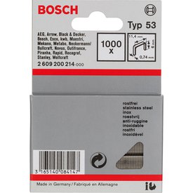 Bosch Agrafes Inox 53 11.4x0.74x6 mm 1000 Unités