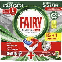 Fairy Platinum Plus Dishwasher Capsules All In One Lemon 15+1 Units