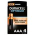 Duracell Optimun AAA LR03 Alkali-Batterien 4 Einheiten